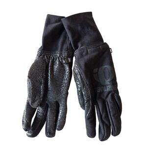 Pearl Izumi Mens Black Leather Palm Cycling Gloves Size Large 8706 Fleece Lined